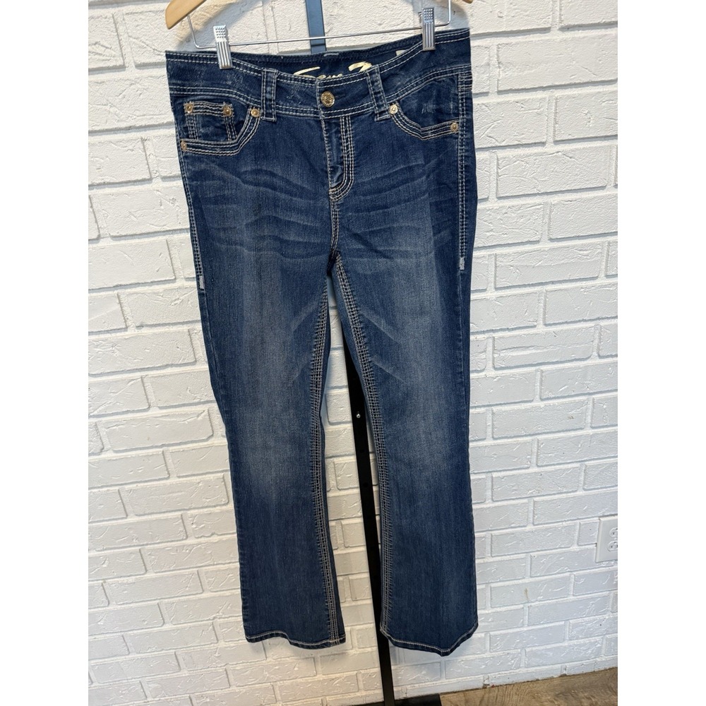 Seven7 Boot Cut Jeans Womens Size 12 Dark Wash Stretch Denim Classic Fit - Picture 9 of 9